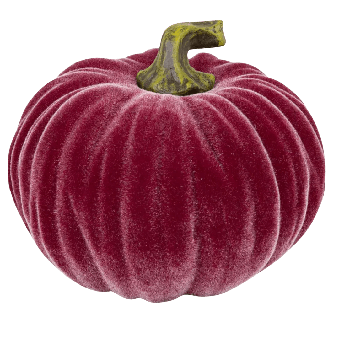 4.5" Velvet Burgundy Pumpkin
