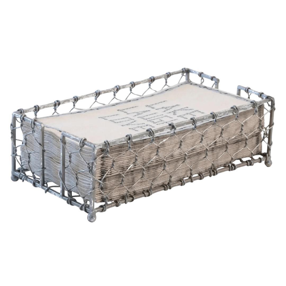 Chicken Wire Silver Guest Napkin Caddy