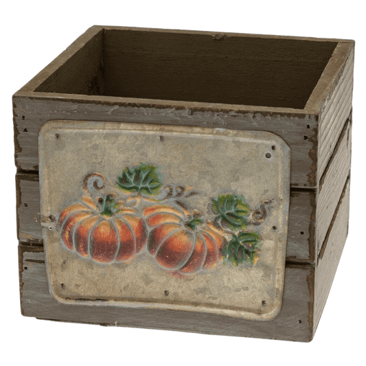 Mushroom Embossed Pumpkin Wood Crate