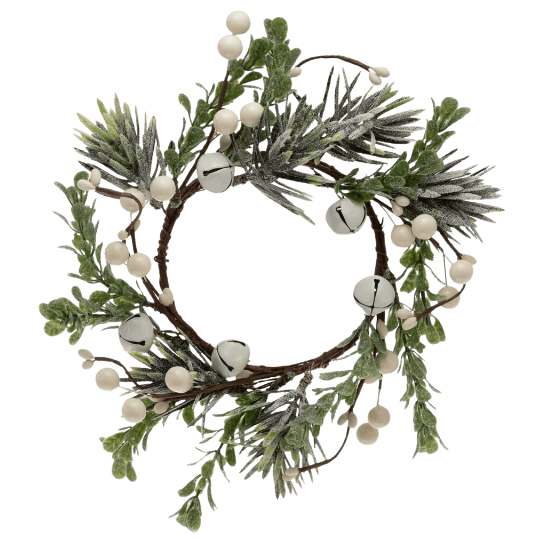 10" Candle Ring White Bells Berries