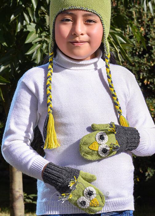 Owl Alpaca Mittens