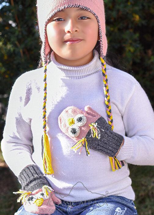 Owl Alpaca Mittens