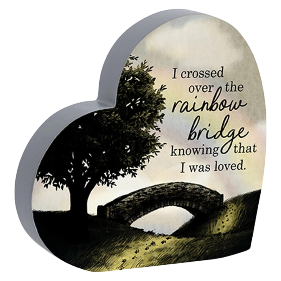 Rainbow Bridge Heart Sitter Sign