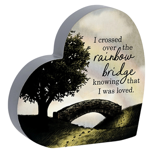 Rainbow Bridge Heart Sitter Sign