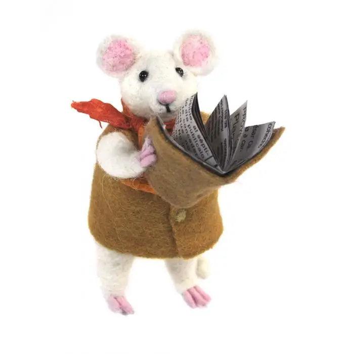 Alpaca Felted Bookworm Mouse