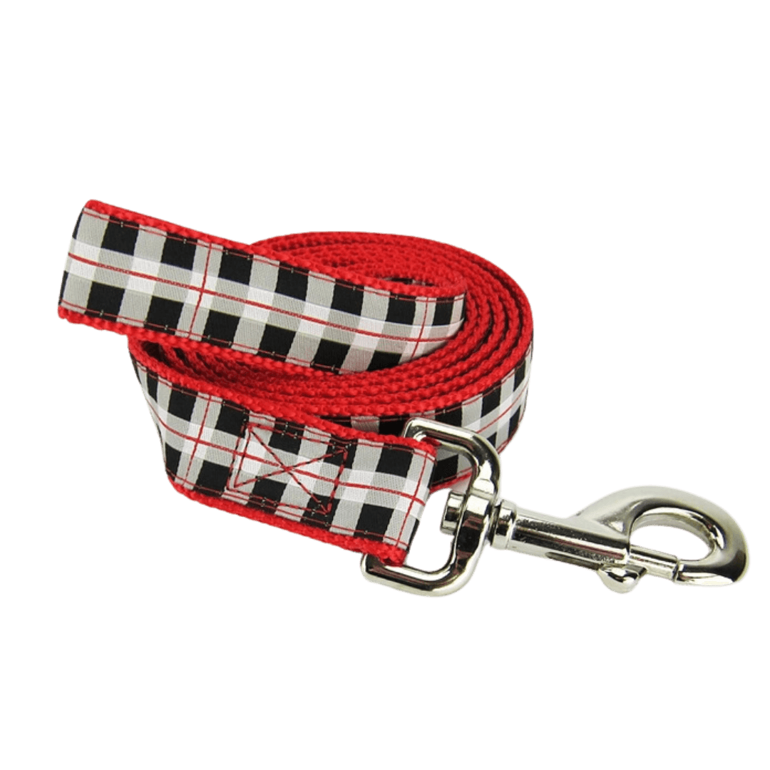 Black & White Plaid Dog Leash - Small