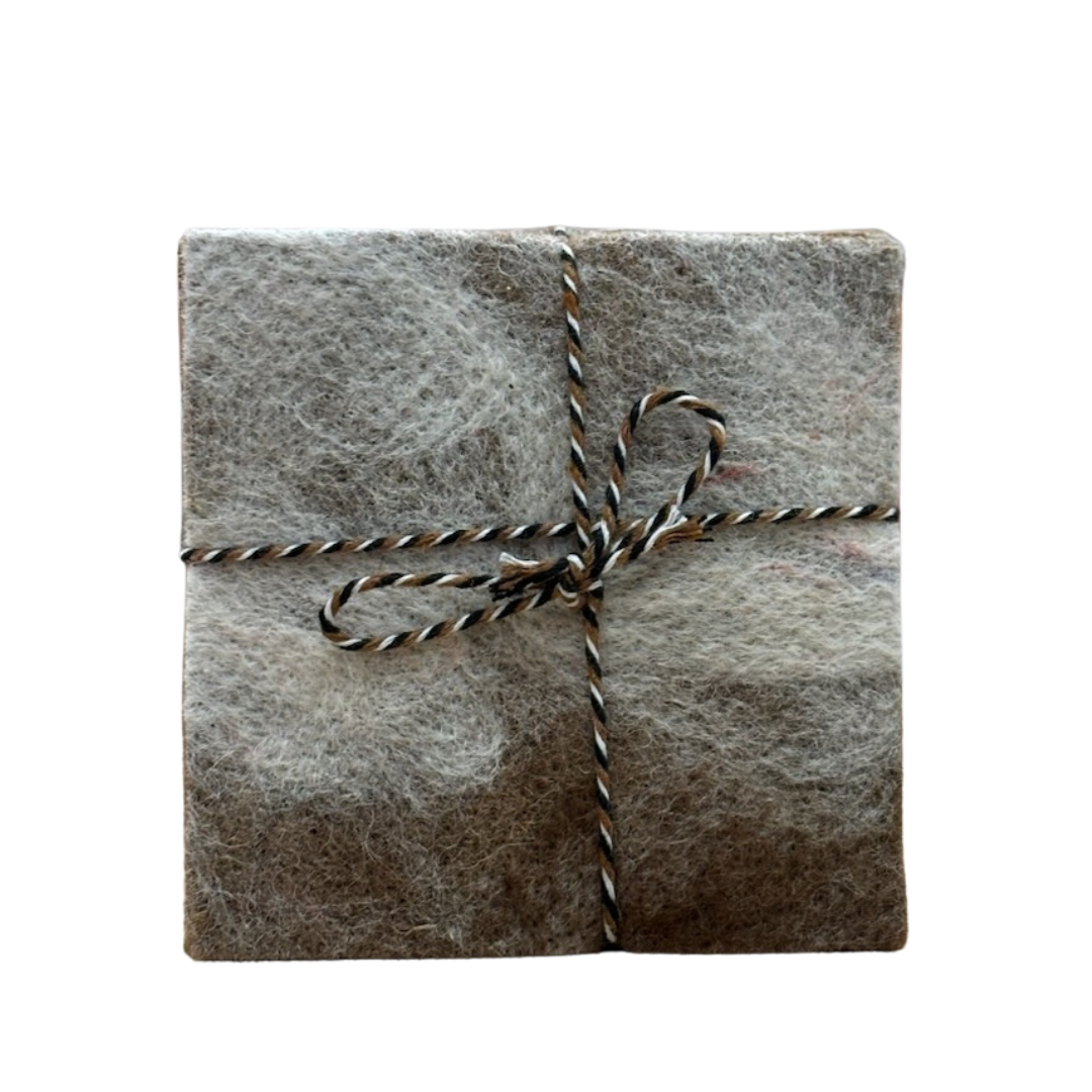 4” Square Felted Alpaca Fiber Coaster Set