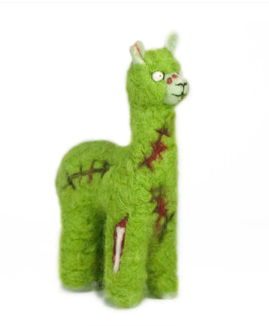 Alpaca Felted Green Zombie Halloween Collectible