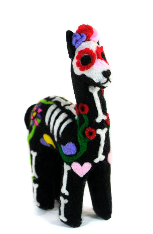 Alpaca Day Of the Dead Halloween Felted Collectible