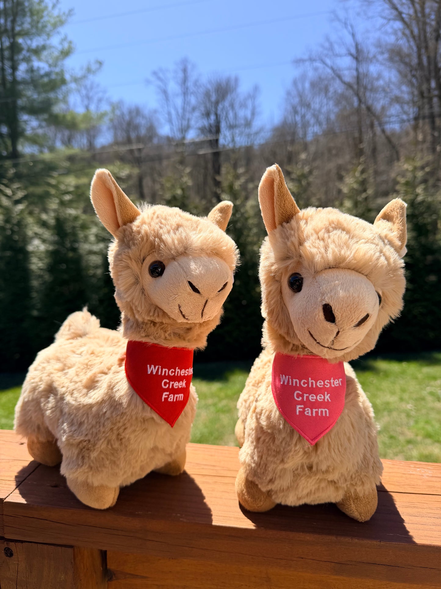 11” Fawn Alpaca Plush w/ Red Bandana