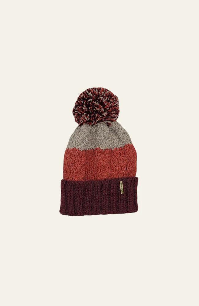 Alpaca Beanie Hat Unisex Manual Knitting - Wine