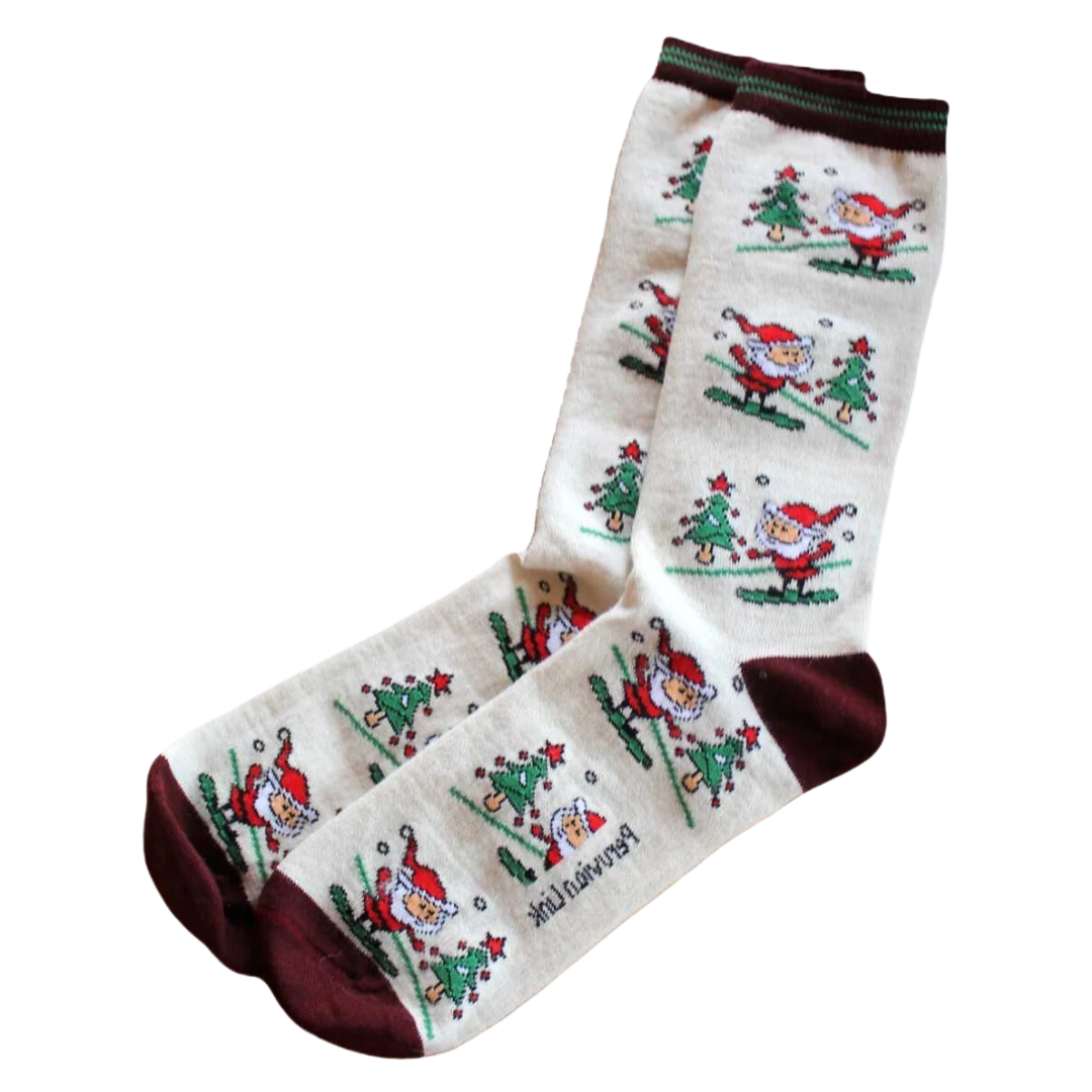 Christmas Print Alpaca Crew Sock