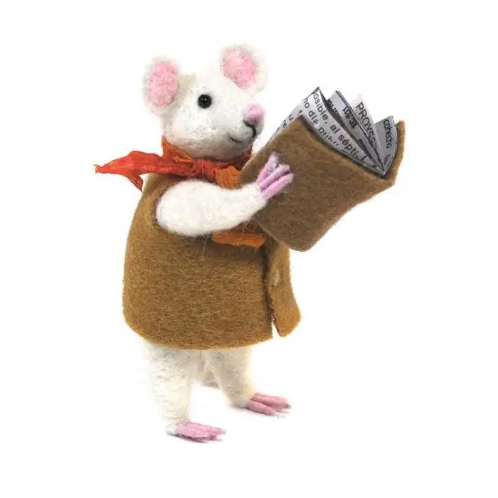 Alpaca Felted Bookworm Mouse