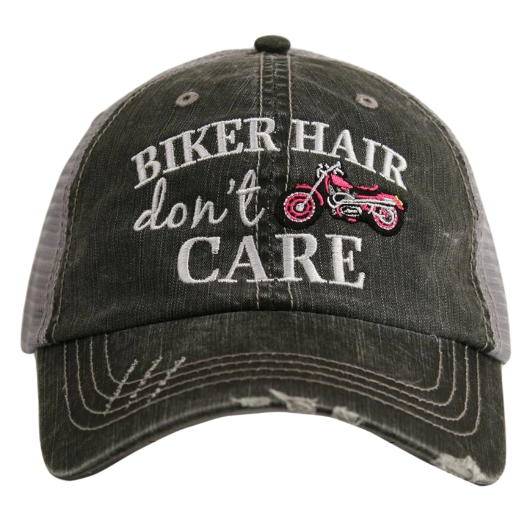 Biker Hair Don't Care-Trucker Hat Hot Pink