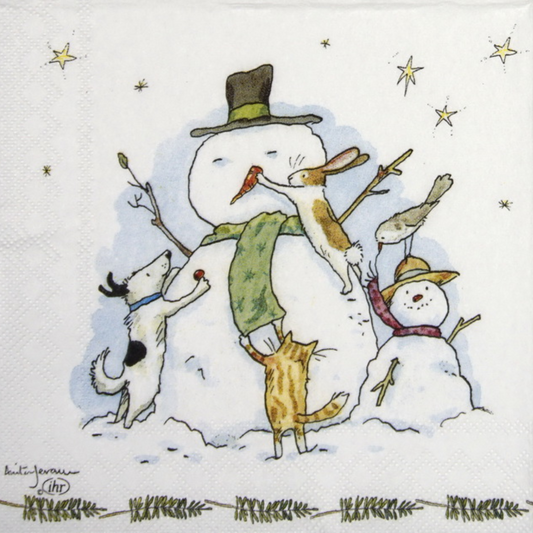 Cocktail Napkins Snowman With Friends Christmas