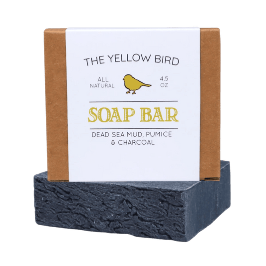 Black charcoal soap bar with cardboard label-Winchester Creek Farm