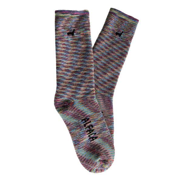 Handpainted Everest Candy Baby Alpaca Unisex Socks Medium