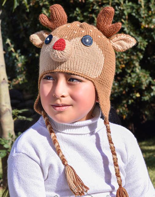 Kids Deer Alpaca Hat with Ear Flaps