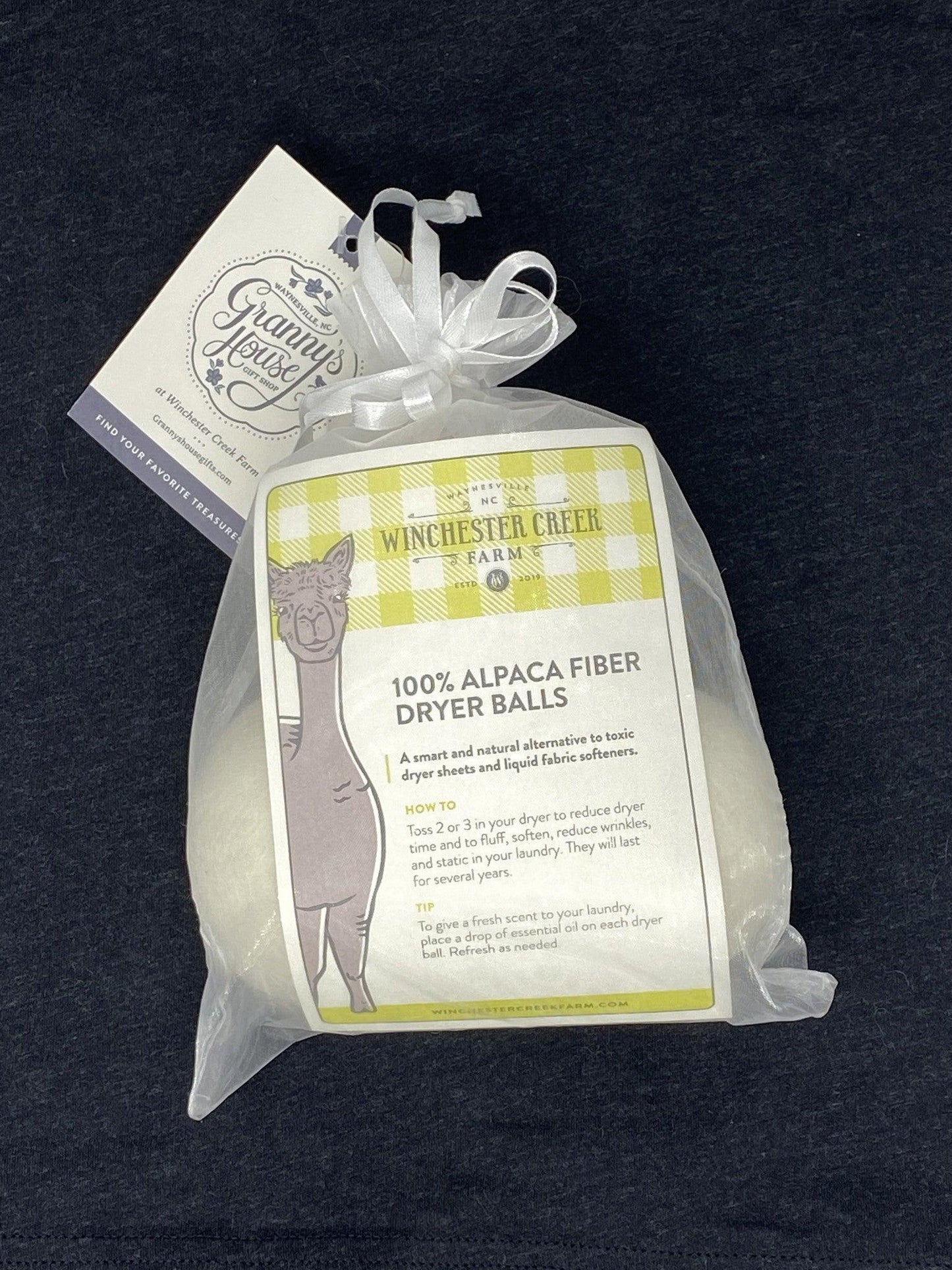 Set of 3 100% Alpaca Fiber Dryer Balls