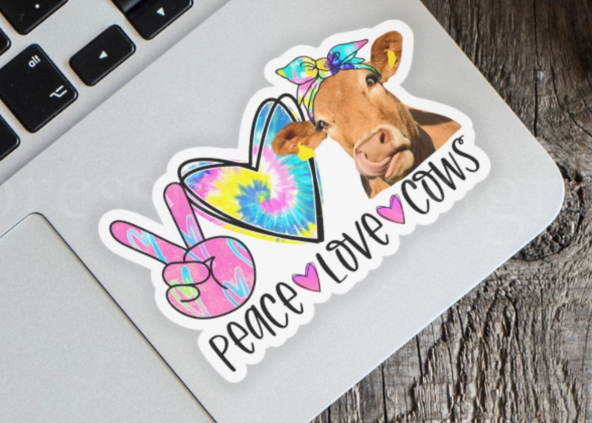 Peace Love Cows Vinyl Sticker