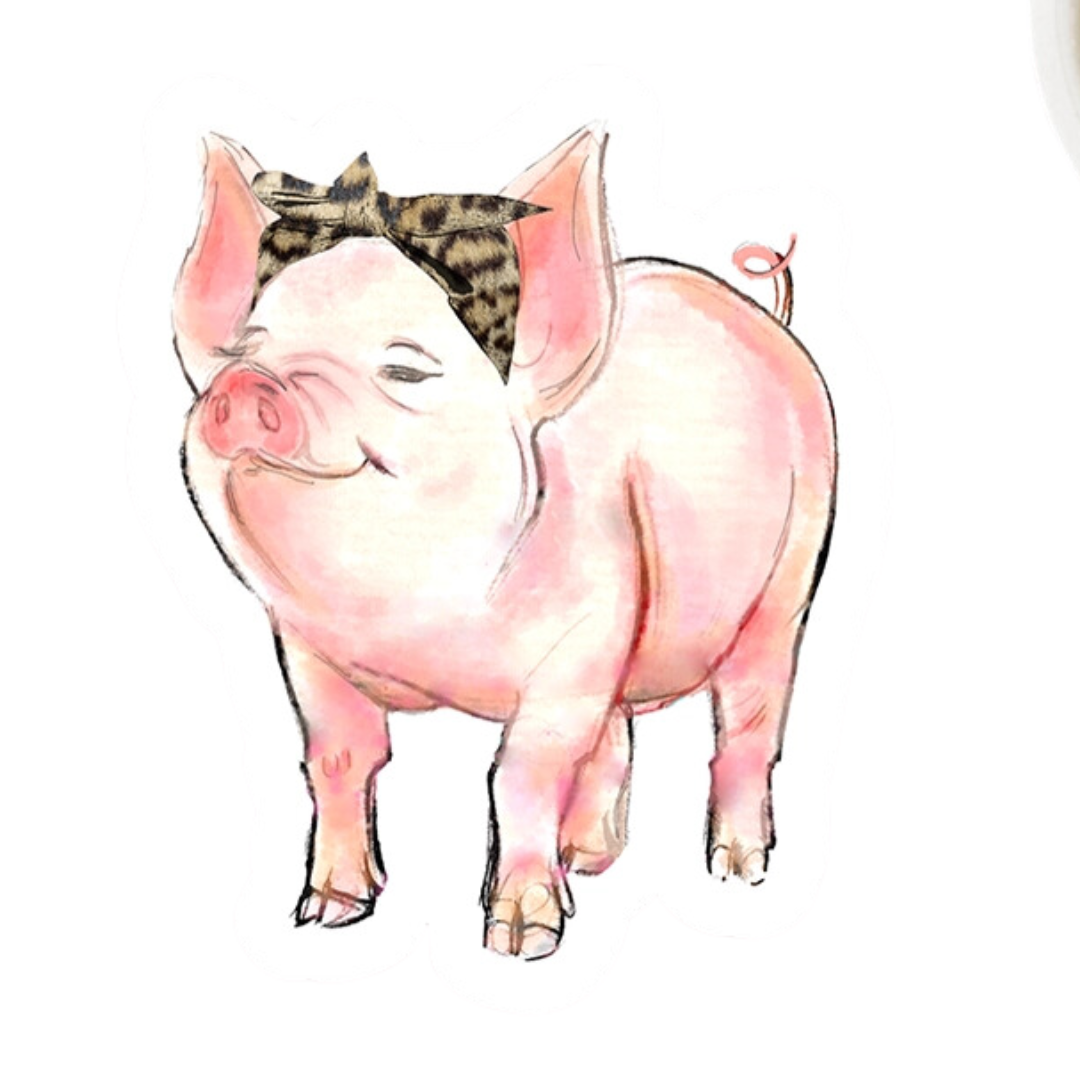 Watercolor Pig Vinyl Sticker