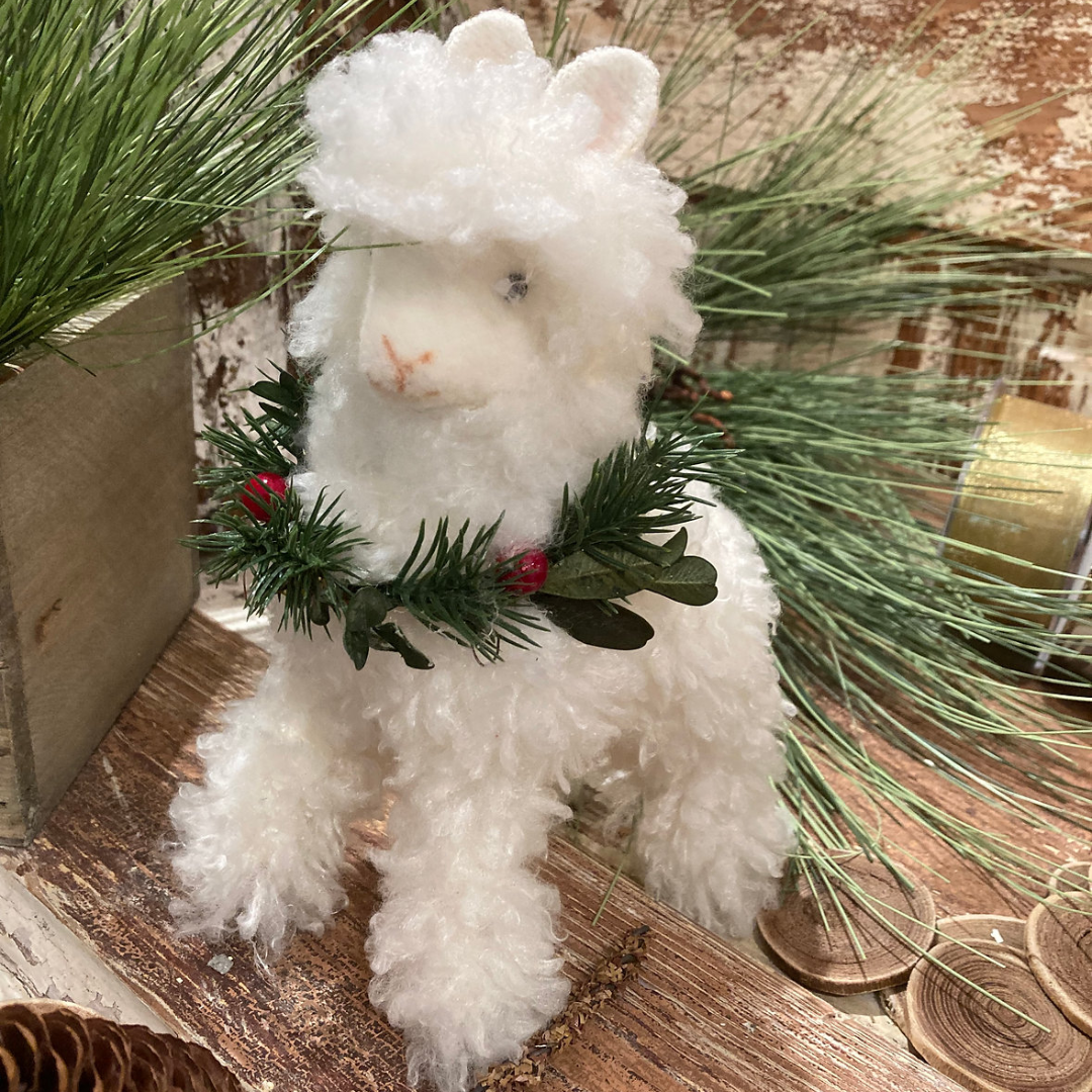 Holiday Alpaca Standing Figurine