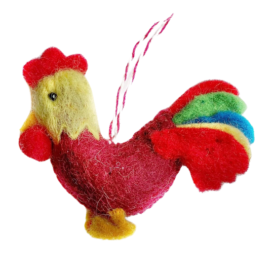 Felt Rooster Wool Ornament