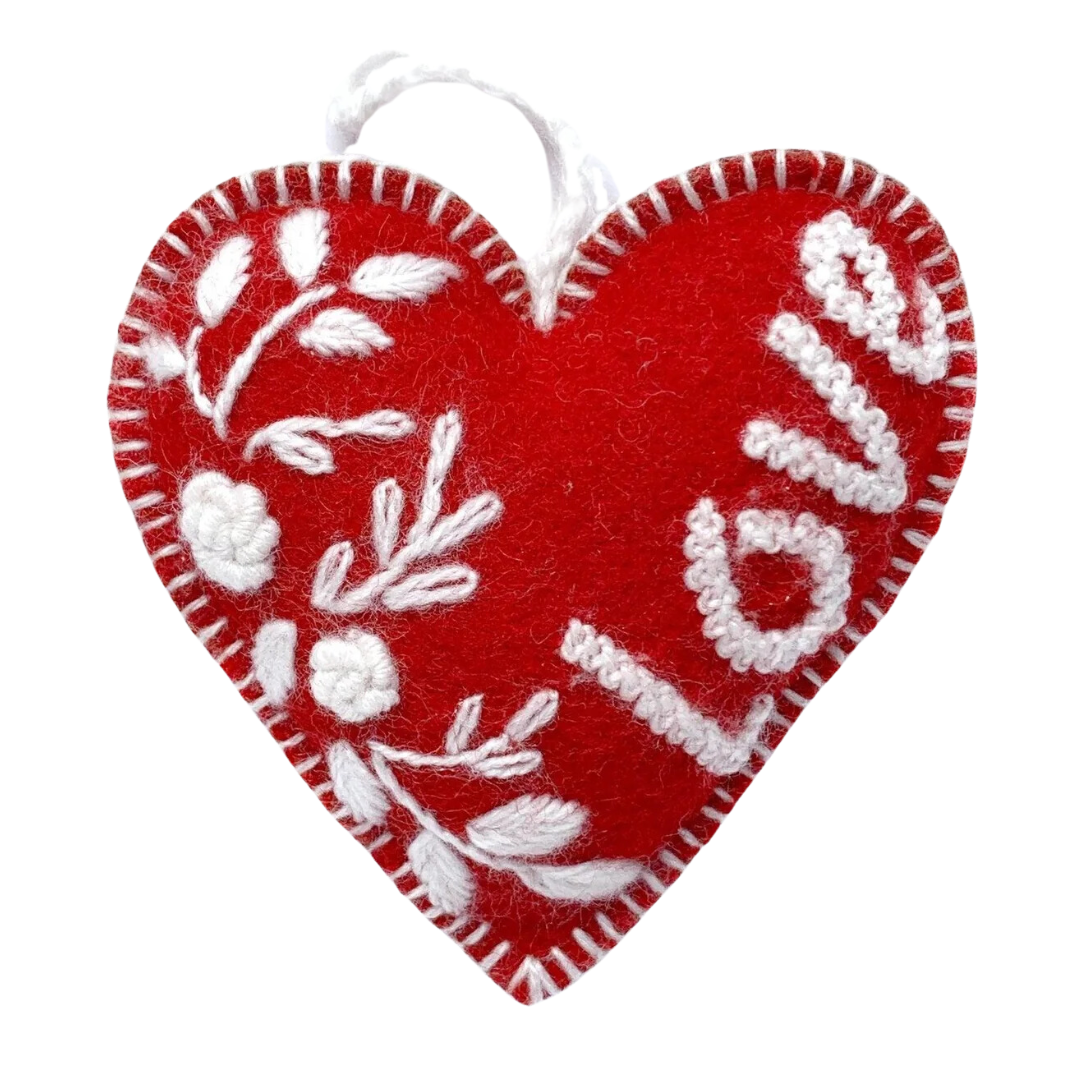 Red Love Heart Wool Ornament