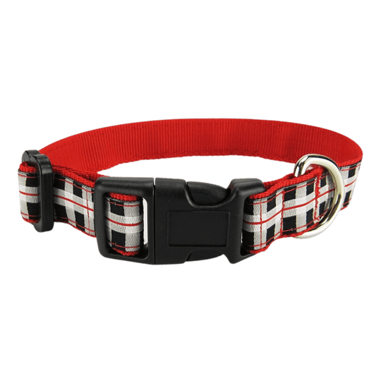 Black & White Plaid Dog Collar - Small