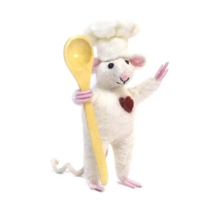 Alpaca Felted Chef Mouse