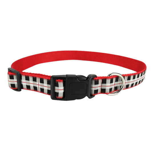 Black & White Plaid Dog Collar - Large