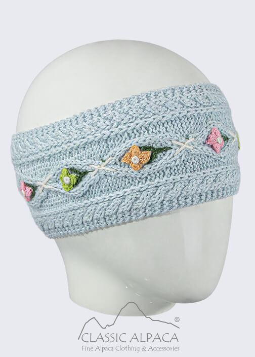 Florencia Lace Alpaca Headband - 100% Alpaca Superfine Baby Blue