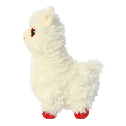 9.5”  White Alpaca Plush w/ Red Embroidered Heart Glasses