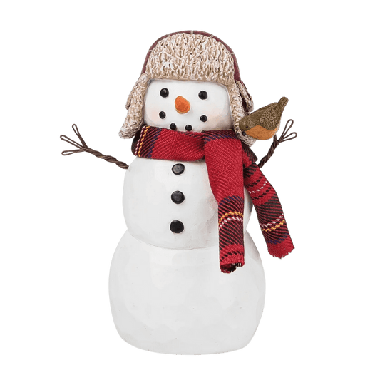 Snowman with Bird Figurine