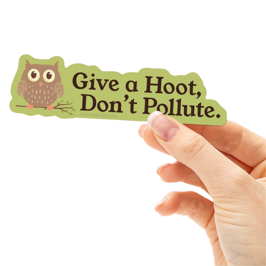 Give a Hoot Don't Pollute Owl Sticker