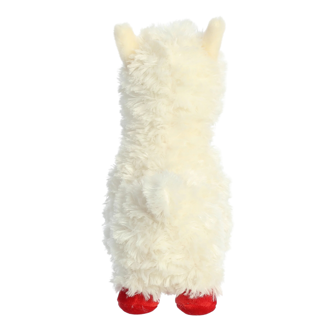 9.5”  White Alpaca Plush w/ Red Embroidered Heart Glasses