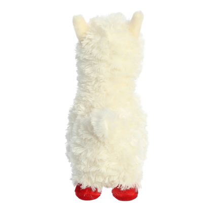 9.5”  White Alpaca Plush w/ Red Embroidered Heart Glasses