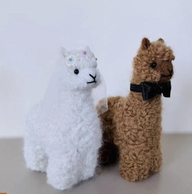 5” Bride and Groom Wedding Baby Alpaca Plush Set