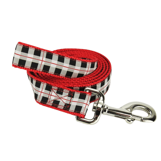 Black & White Plaid Dog Leash  - Small