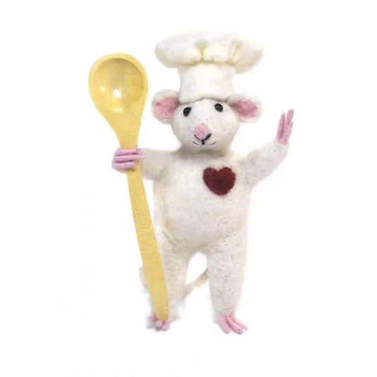 Alpaca Felted Chef Mouse