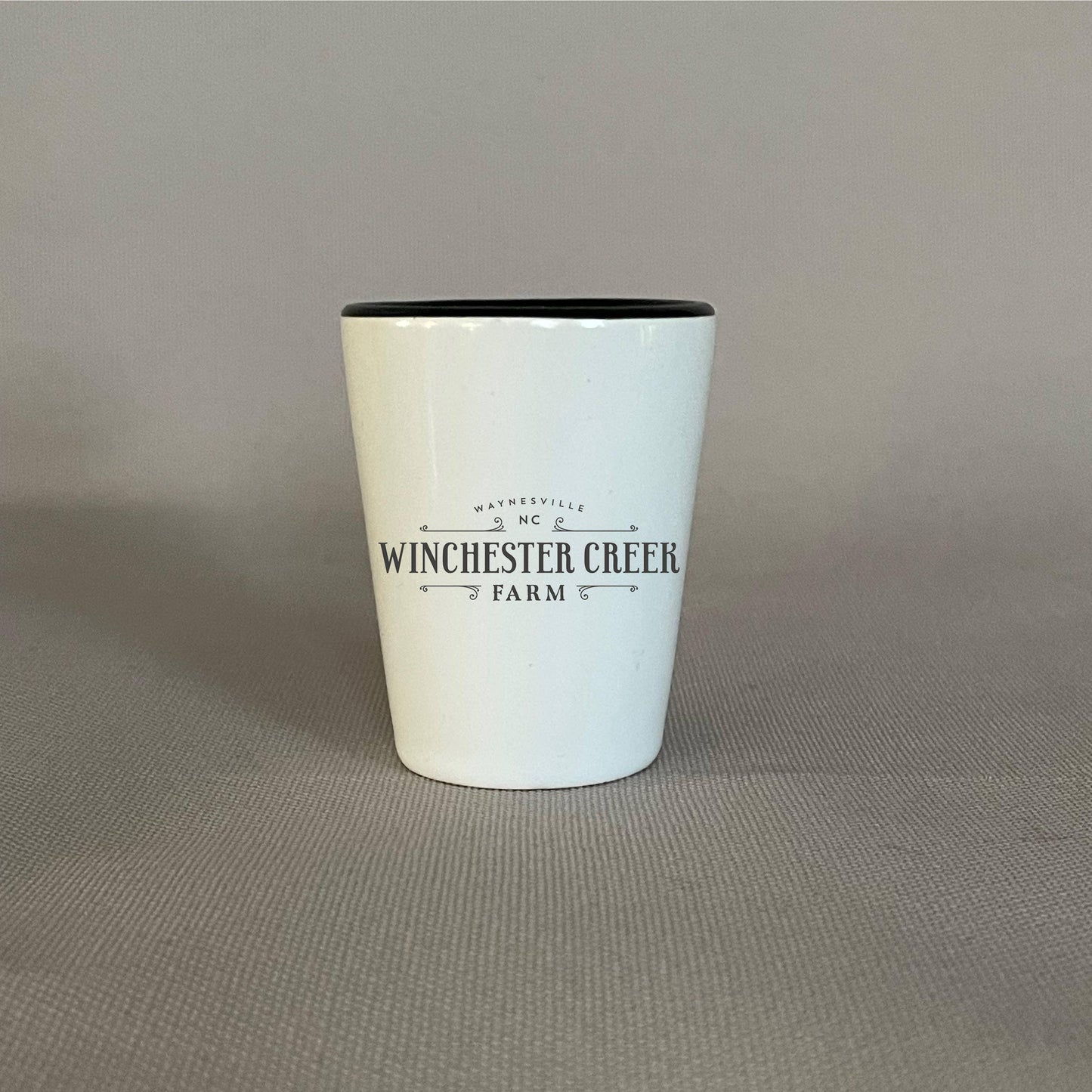 Winchester Creek Farm Ceramic Shot Glass White & Black 1.5 oz