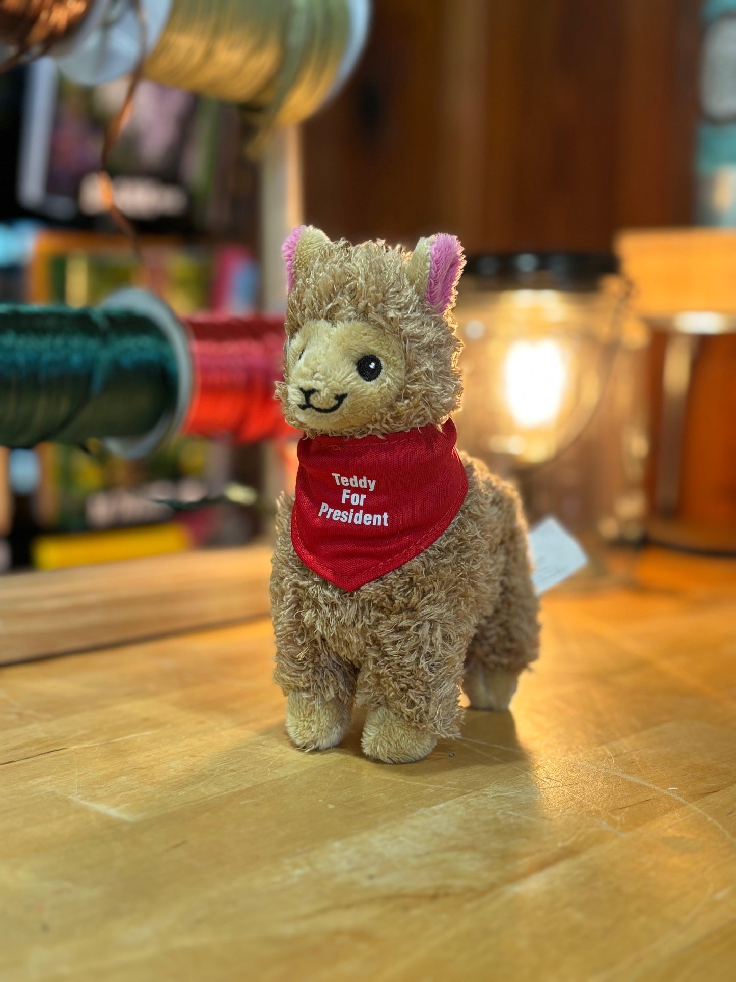 Teddy For President Plush Alpaca w Bandana