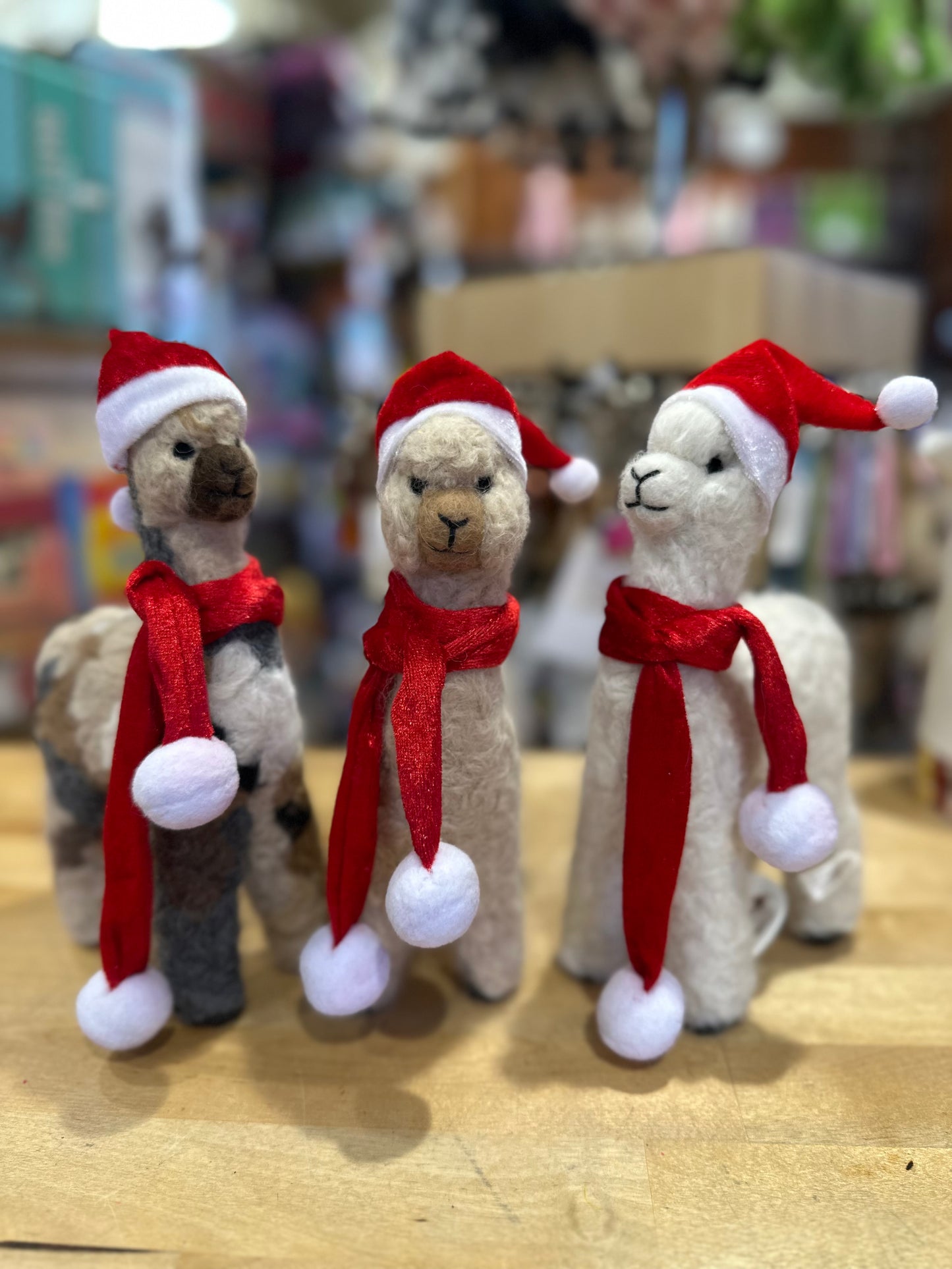 8” Felted Alpaca Christmas Plush