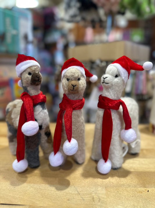8” Felted Alpaca Christmas Plush