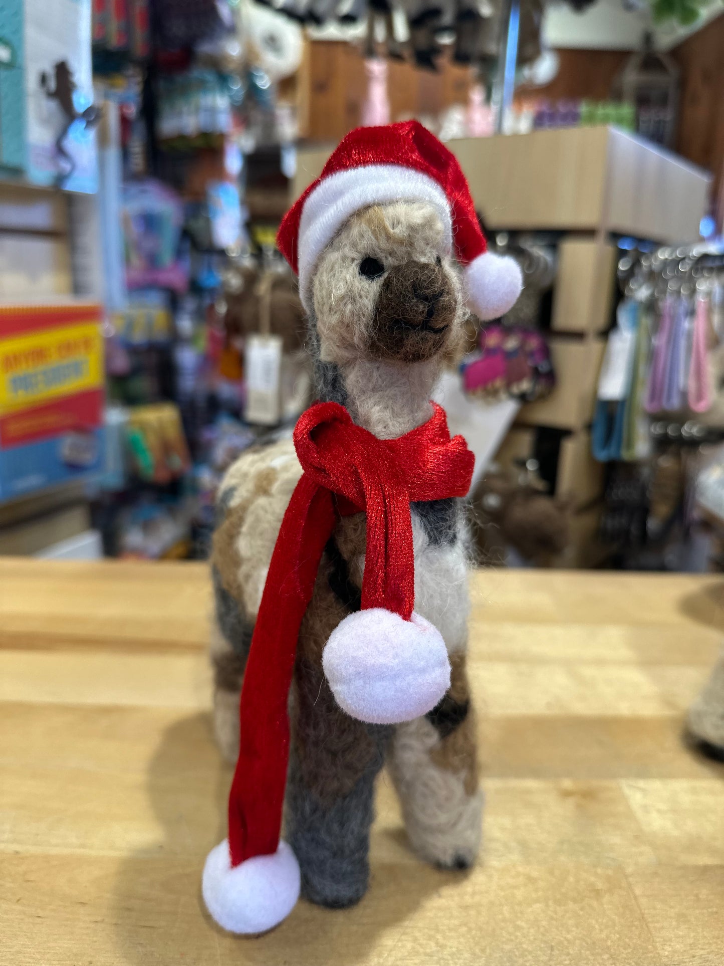8” Felted Alpaca Christmas Plush