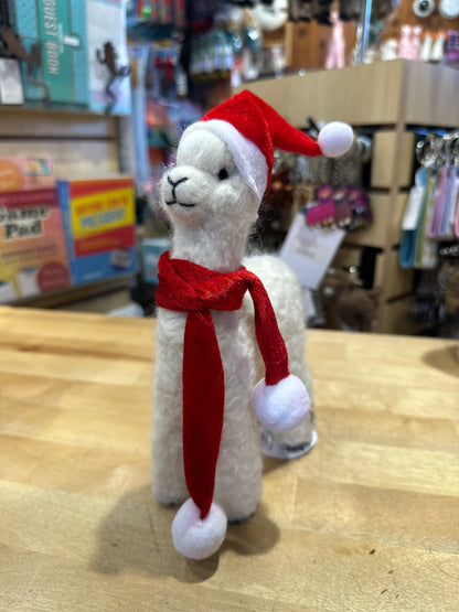 8” Felted Alpaca Christmas Plush