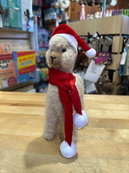 8” Felted Alpaca Christmas Plush