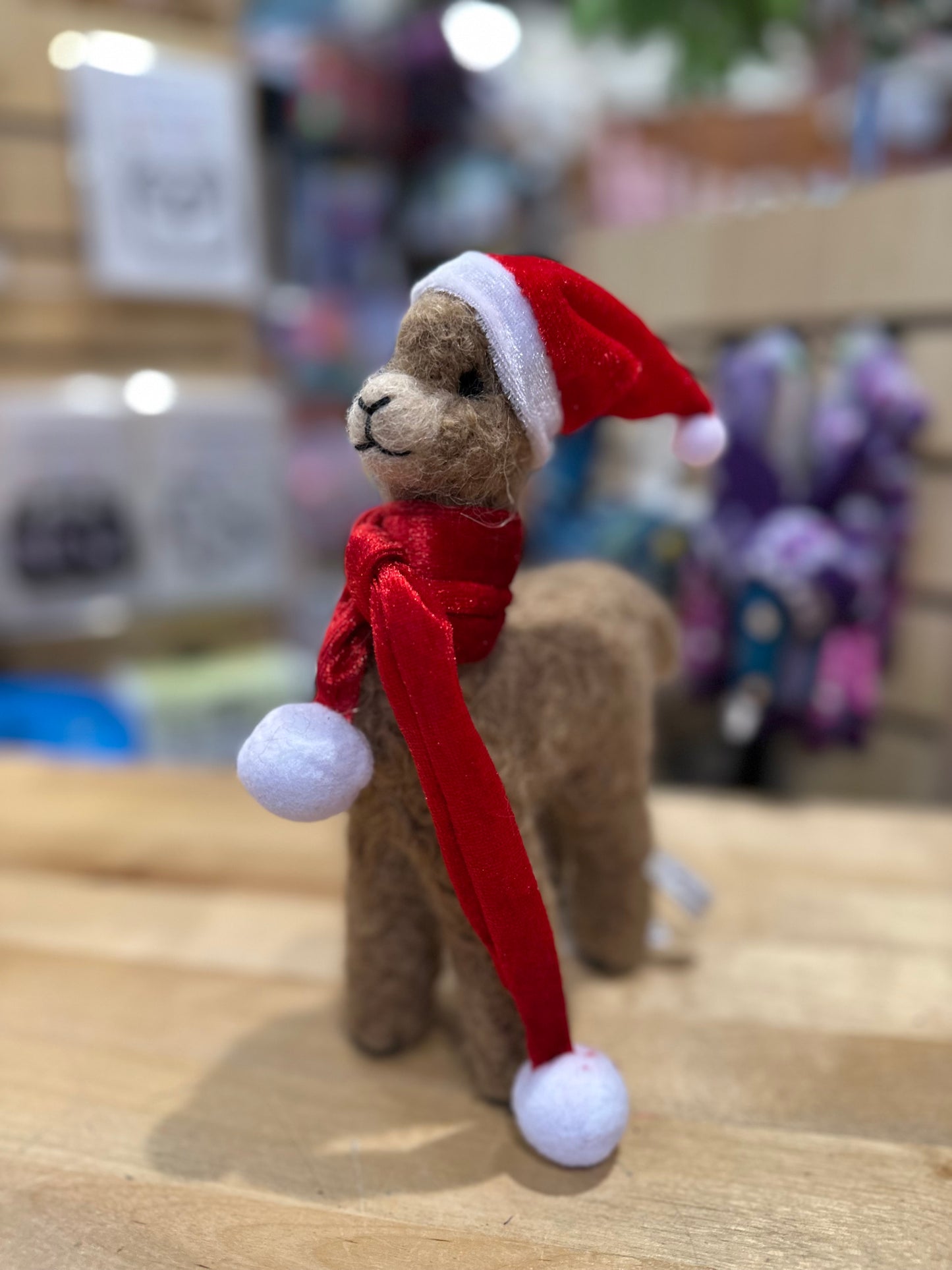 8” Felted Alpaca Christmas Plush