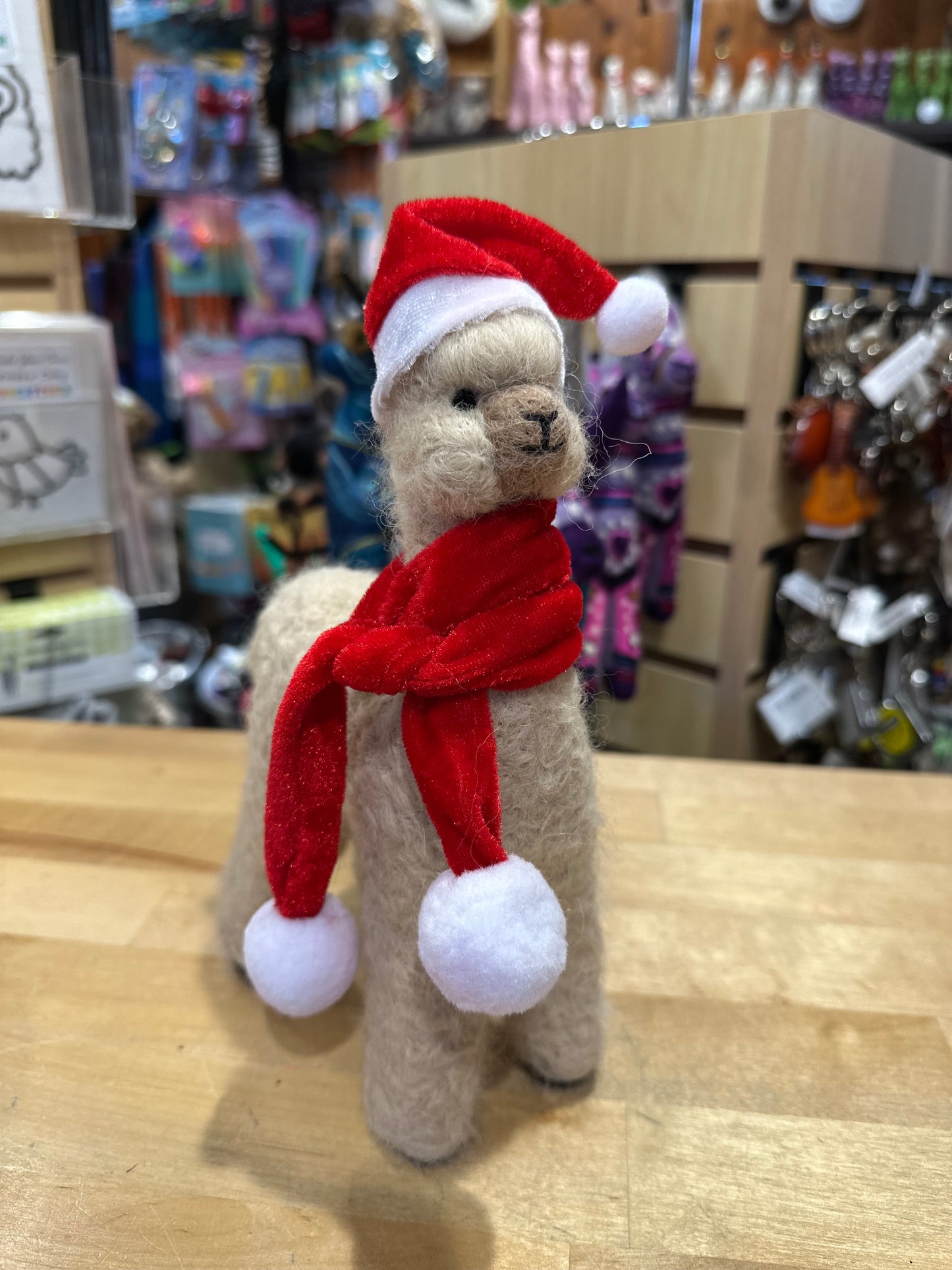 8” Felted Alpaca Christmas Plush