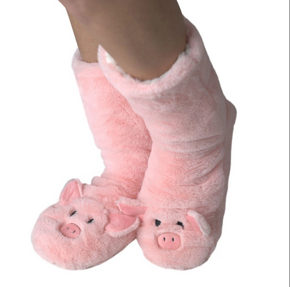 Pink Piggy Gripper Slipper Socks